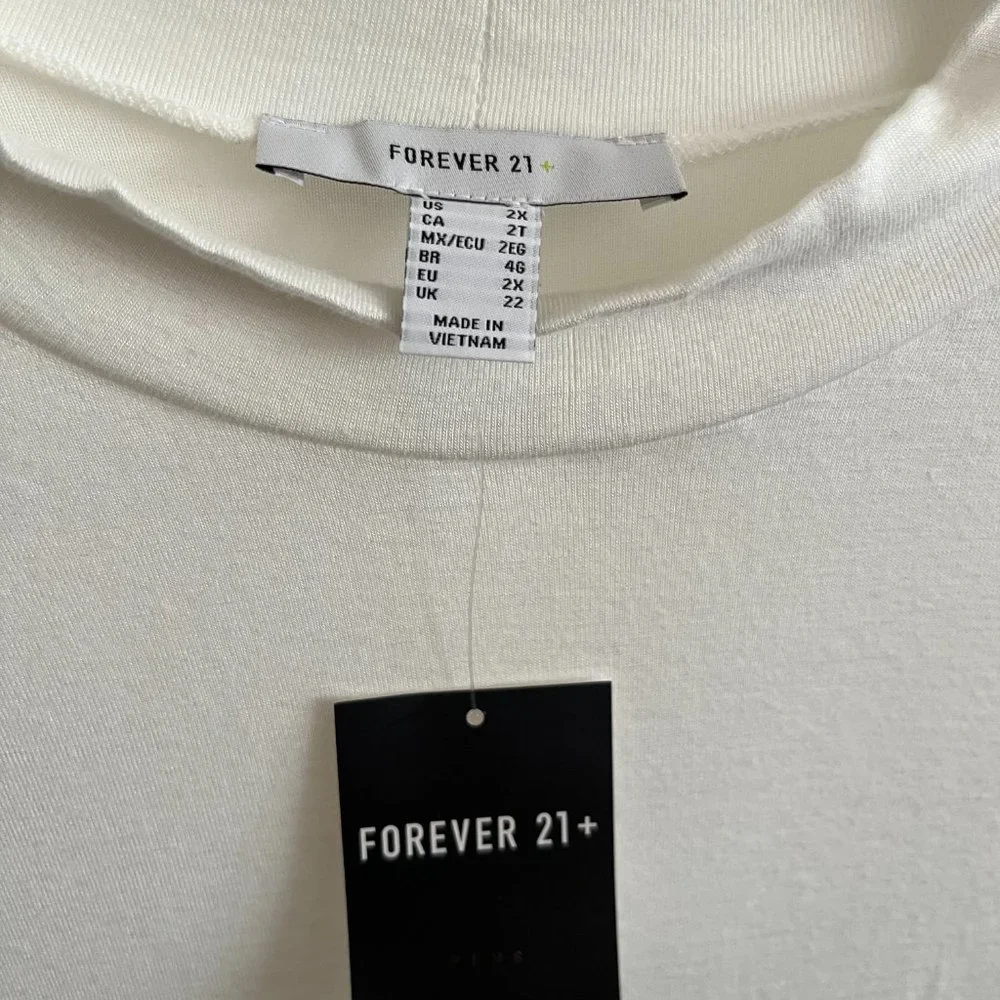 Forever 21 Plus Mock Neck Knit Crop Top — Ivory 2XL - Picture 4 of 7